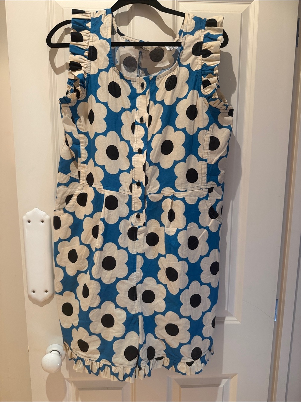 Orla Kiely Blue Cream Black Floral Romper